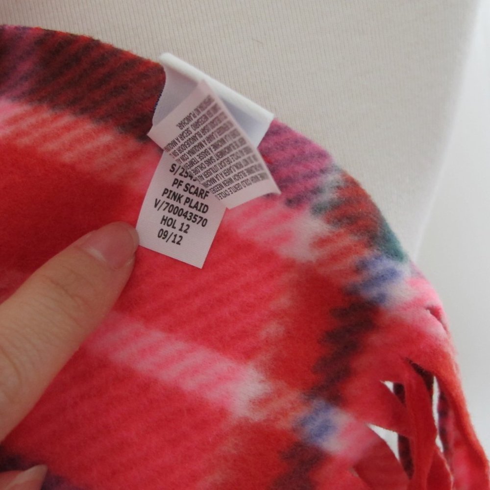 3/$15 Pink Plaid Scarf with Fringe - Picture 7 of 7
